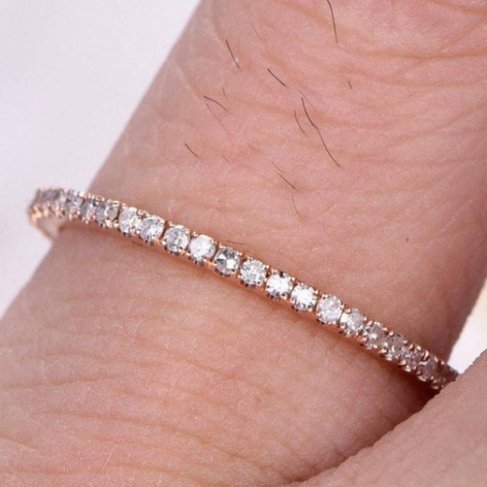18K rose gold plated classic delicate ring - Picture 1 of 5